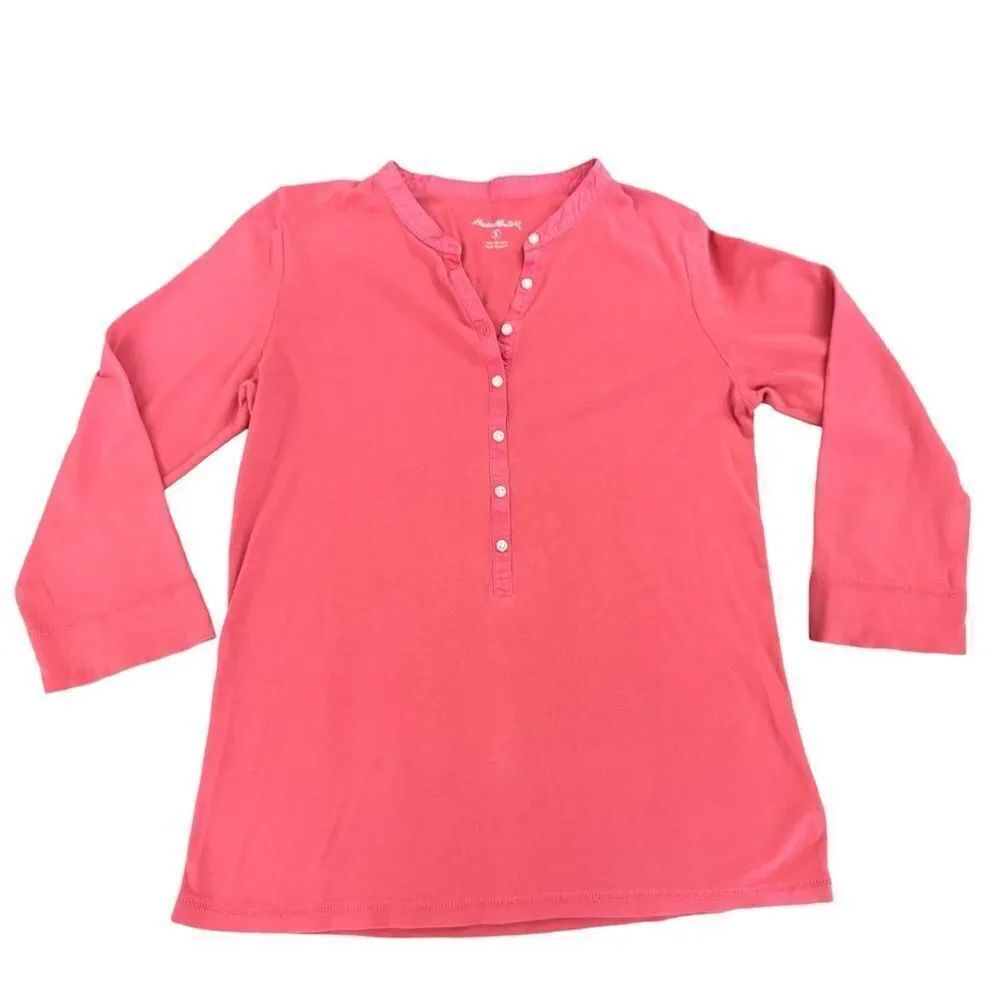 Eddie Bauer 3/4 Length Sleeves Cotton Henley Button Front Women’s T-shirt
